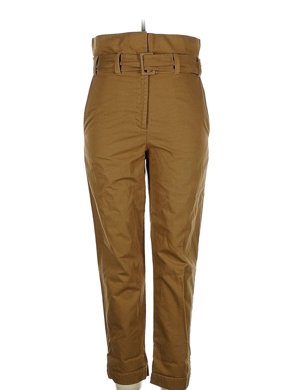 Caron Callahan Tan Paperbag Belted Straight-Leg Trousers